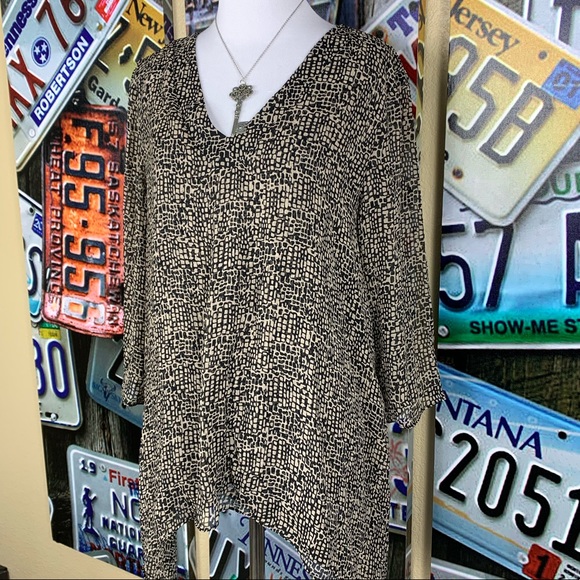 Brown/Black Flowy Dana Buchman LG Blouse - Picture 2 of 4